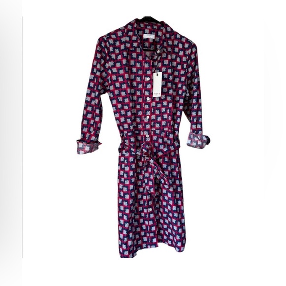 UNTUCKit dress NeW Stretch Cotton Sydney Shirtdress size 8 navy blue - Picture 3 of 5